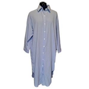 Blue Long Sleeve Midi Shirt Dress Size XL